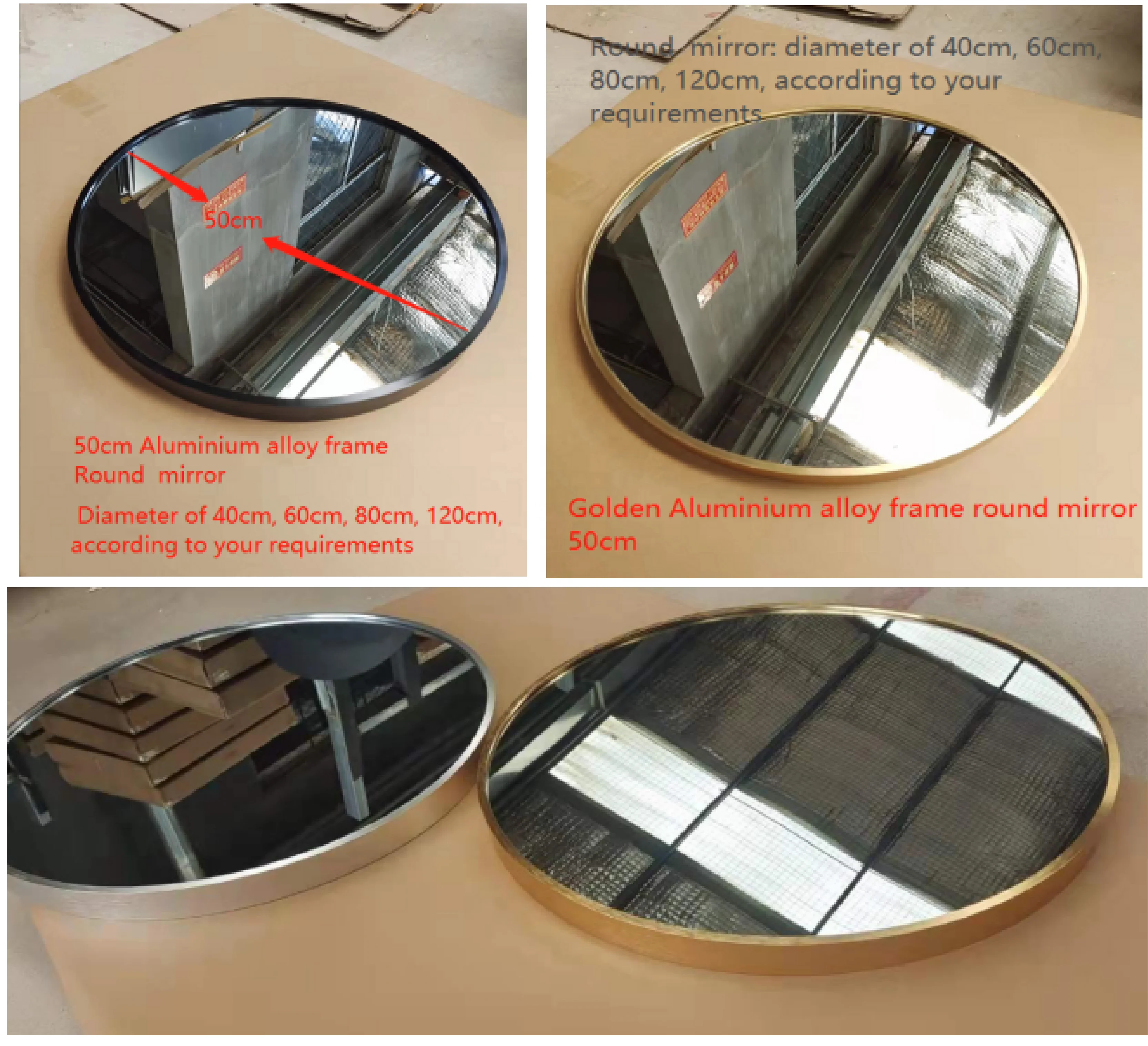 Decorative metal frame round metal rose gold wall mirror customized factory direct sale stainless steel round frame wall mirror