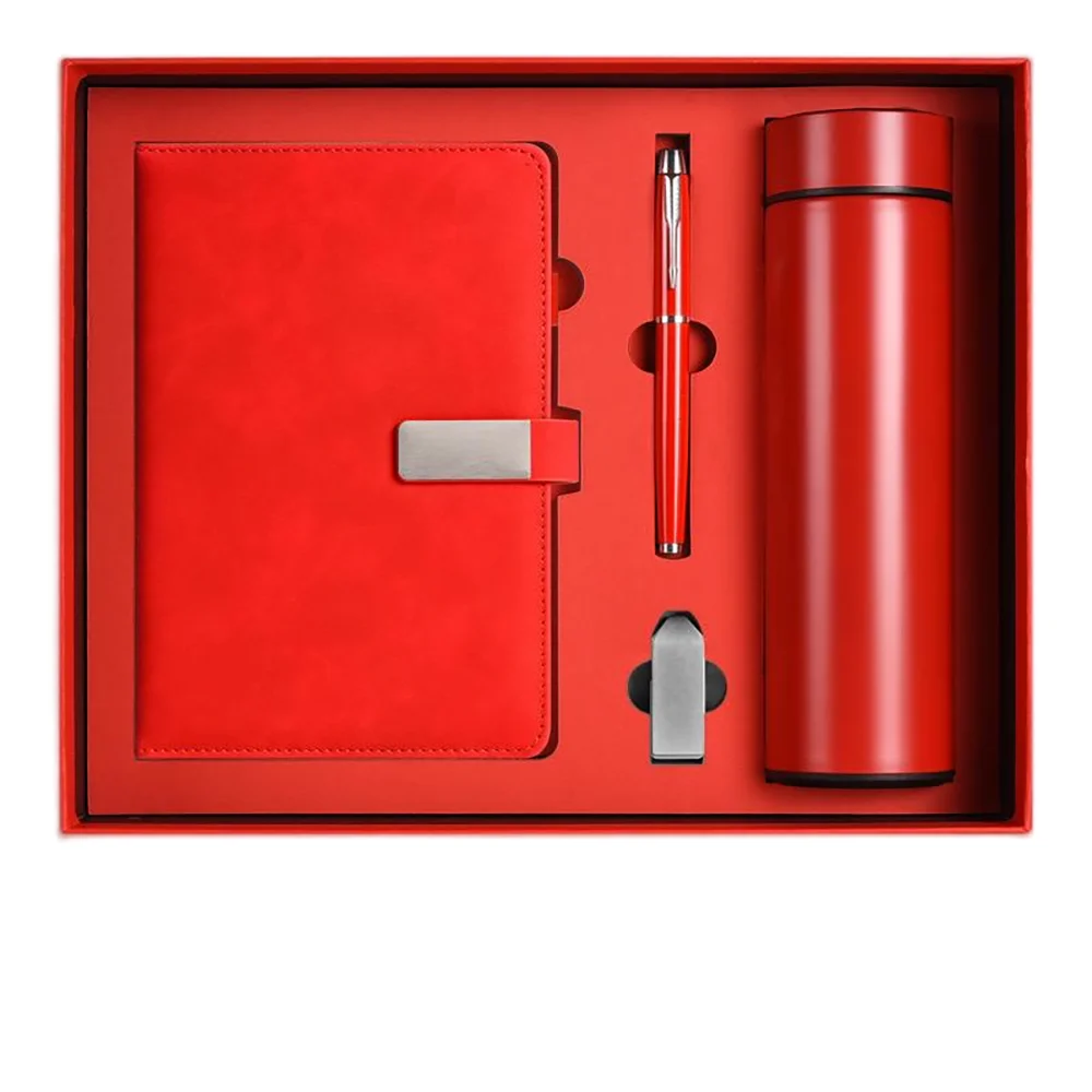 luxury gift box packaging a4a5 tumbler notebook leather cover with gift box corporate logo custom white notebook set
