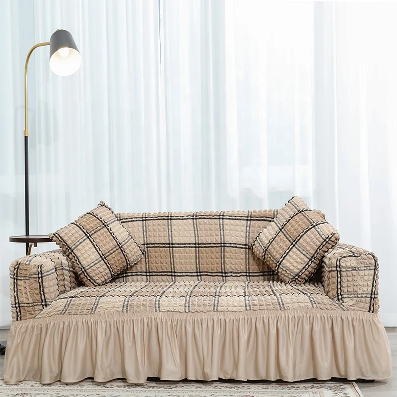 Home Center Bubble sofa cover Universal High Stretch Durable Furniture Protector Spanx Sofas Cover Slipcover with Skirt