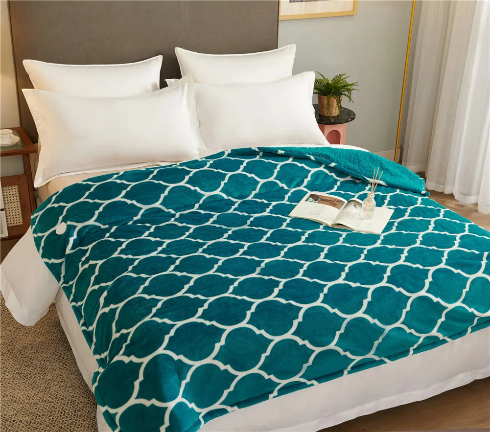 Certificate wholesale custom warm soft heated sherpa flannel polyester home electric heater throw blanket for winter bed sofa