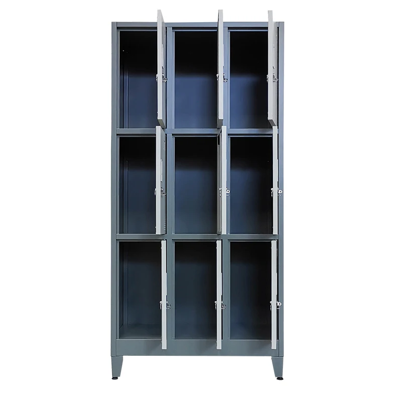 Factory Price Knock Down Clothes Locker 9 Door Steel Salon Cabinet Cupboard