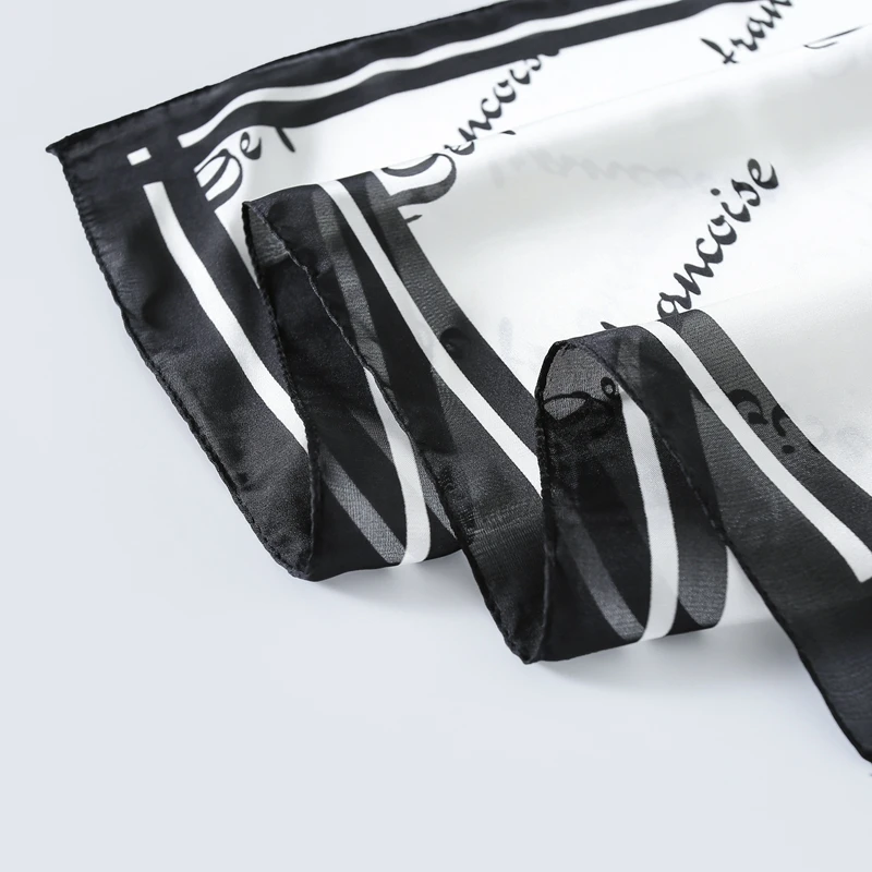 Женский квадратный черный Шелковый Атласный головной шарф с индивидуальным логотипом