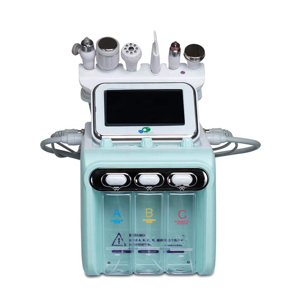 6 Handles Skin Care Machine Small Bubble Face Cleaning Peeling Water Facial Jet H2o2 Hydrogen