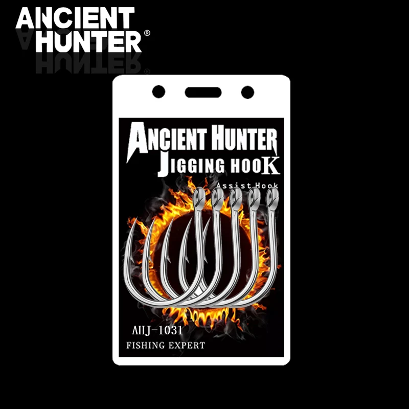 Ancient Hunter Stainless Steel Saltwater Fishing Hooks 20pcs Jigging Hooks 1/0 3/0 5/0 7/0 9/0 11/0 13/0 Single Jig Hook