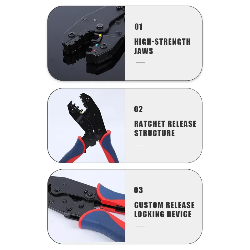 LEKON hot sale WX-30J /125 kit cable crimping tool red black handle ratchet terminal crimping pliers tool set