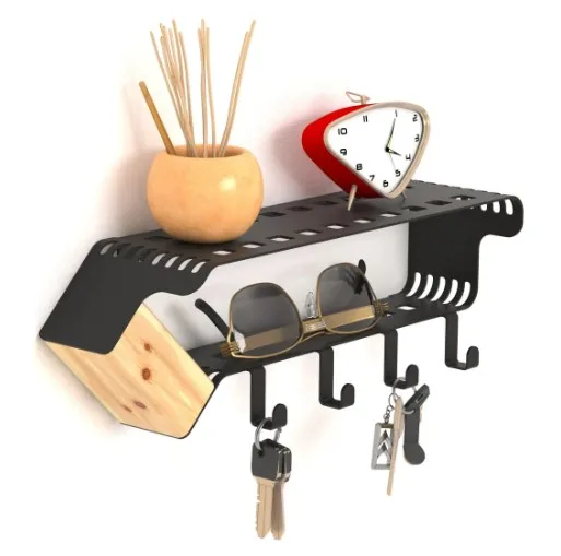 Wall Decor Mail And Key Holder Metal And wood Wall Shelf With Hanger Floating Shelf For Wall Home Decor Metal Crafts