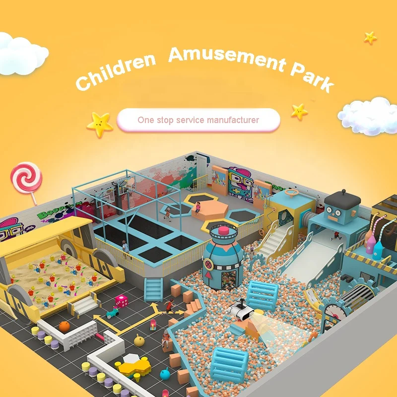 Custom Indoor Playground Equipment for Kids Big Kids Play Area with Games for All Tramplione
