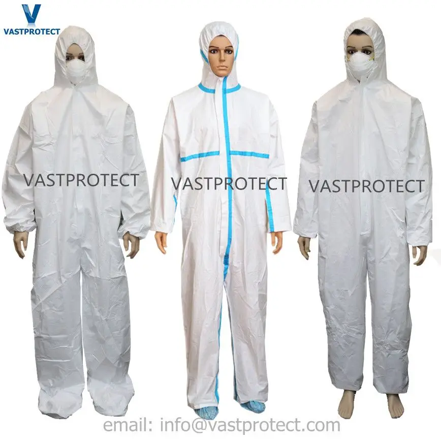 DuPont Tyvek Disposable White Paint Hazmat Tychem Chemical Work Coverall Boiler Work Safety Suit with Hood Collar