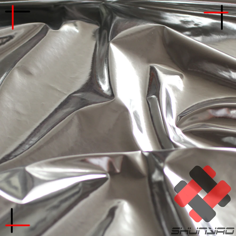 high reflective  pu coated waterproof polyester silver foil mirror  fabric