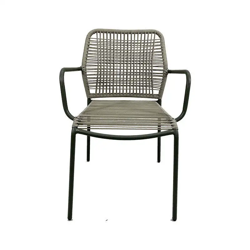 Hot Selling Optional Color Indoor Outdoor Universal Furniture Iron Rattan Casual Chair With Armrest