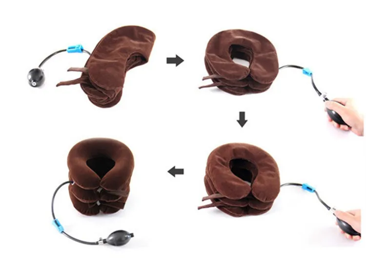 High Quality Portable Cervical Collar Brace Pillow Adjustable Flannel Air Neck Brace Traction Device