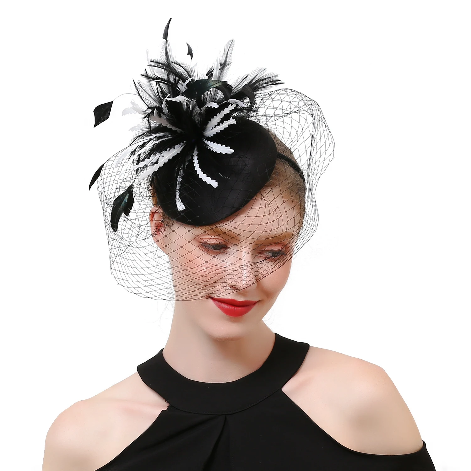 Premium Fashion Feather Fascinators Multicolour Flower Kentucky Derby Hats Sinamay Hat Bride Headband Athleisur Beanie Female