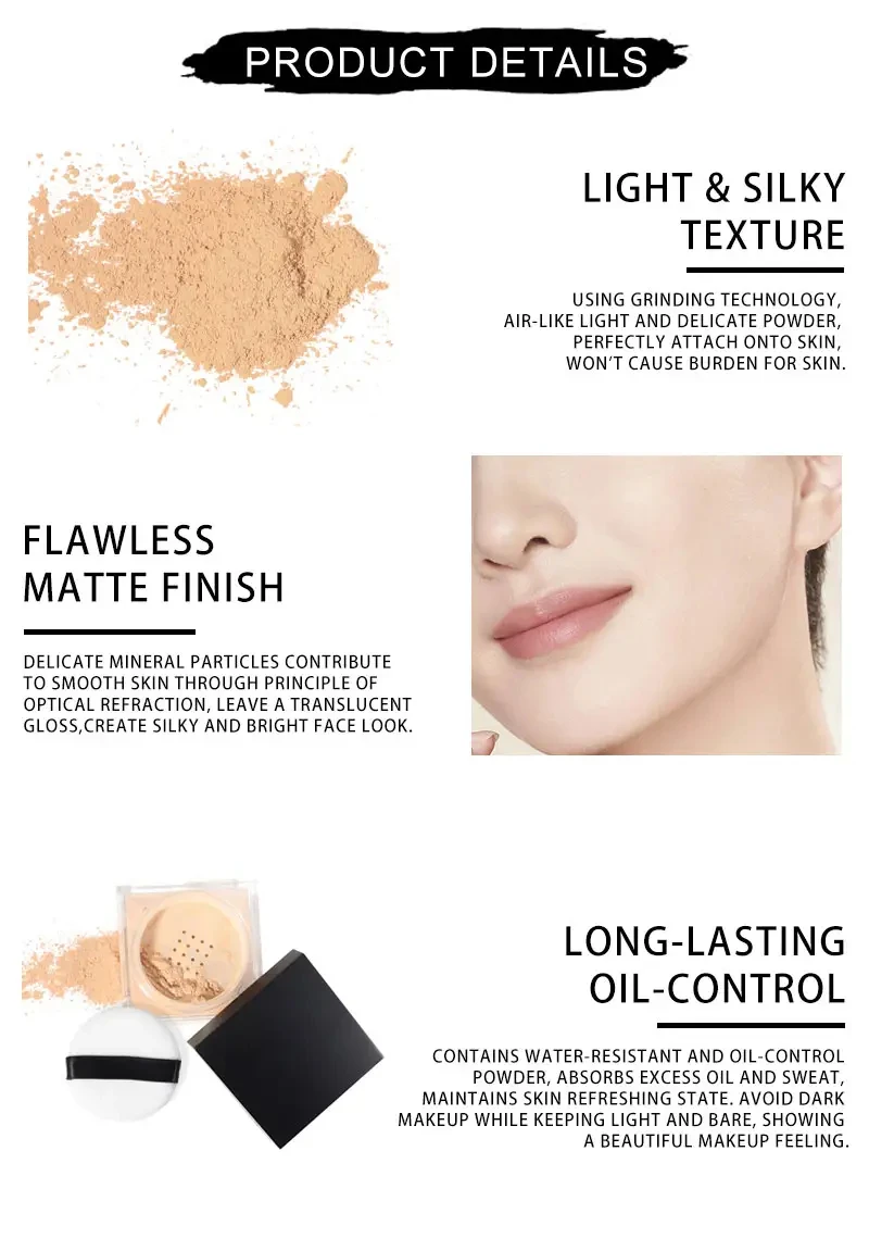 OCHAIN Finely Milled Face Makeup All Skin Tones Vegan Private Label Loose Setting Powder