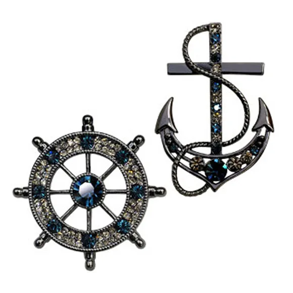 custom logo clothing retro accessories boat anchor brooch rudder lapel pins breastpin