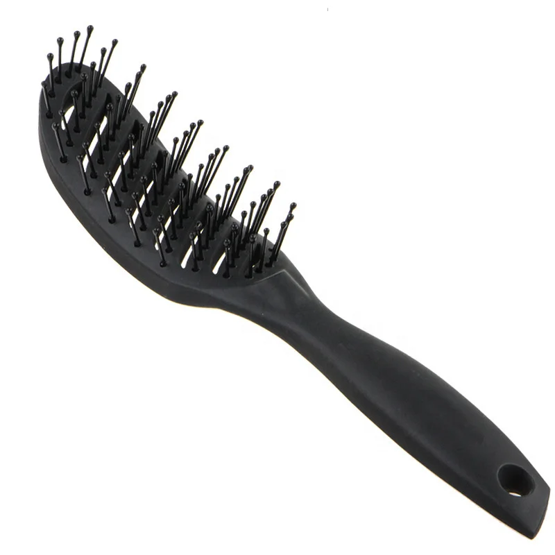 Customized Logo Wholesale Salon Women Styling Hairdressing Massage Comb Black Detangle Hair Brush