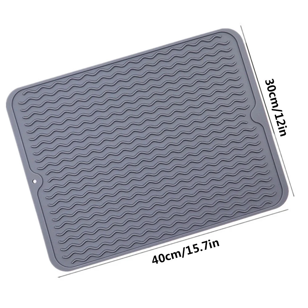 Silicone Dish Drying Mat Thickness Heat Resistant Trivet Drip Tray Cup Coasters Non-slip Pot Holder Table Mats Kitchen
