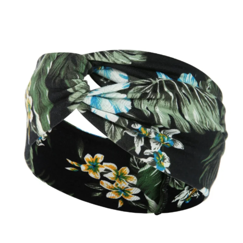 
Bohemia Style Holiday Headbands Custom Printed Sweat Bands Sport Girls Basketball Head Wraps With Bow Knotted 