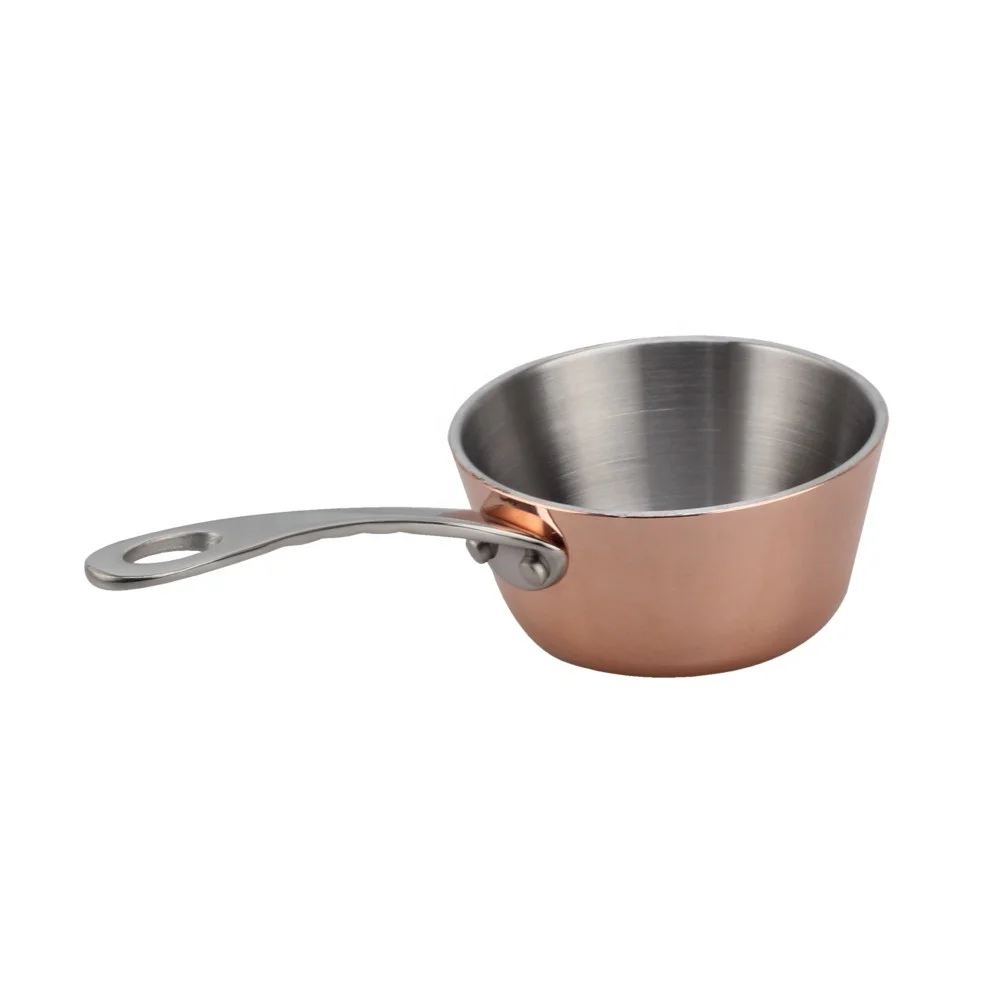 Mini Prima Stainless Steel Triply Mini Sauce Pan/Saucepan, 3.3 Inch, Copper