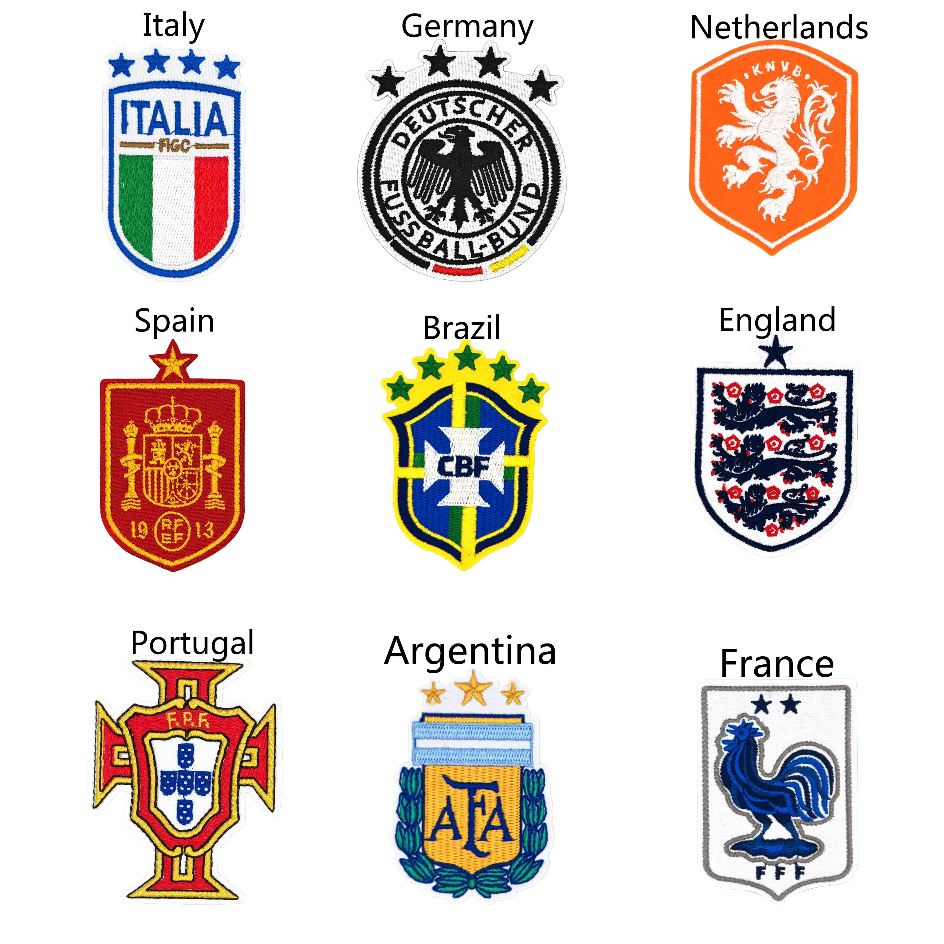 Soccer sports team logo twill iron on embroidery brazil germany team football patch