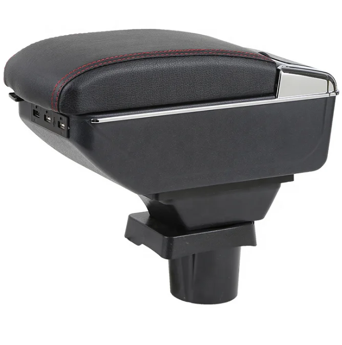 Black PU leather USB Design Center Console Armrest Storage Box for Chevrolet Onix