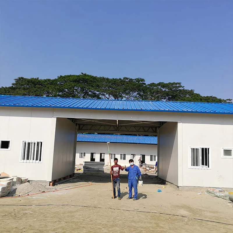 Economical eps sandwich panel light steel movable T type prefabricated building houses for project construction