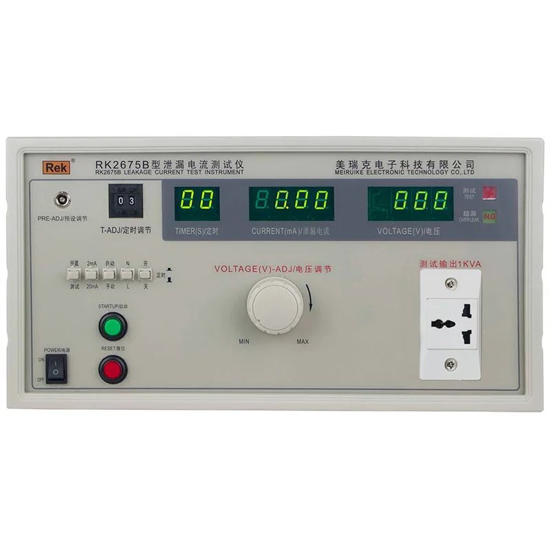 REK Desktop ac Leakage current tester meter RK2675B with LED Digital display 1000VA leakage detection equipment