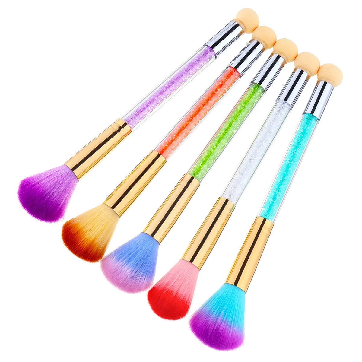 Bview Tools Nail Art Dust Cleaning Brush Acrylic Rhinestone Brushes Sponge Dizzy Pen Dual-use Brushes
