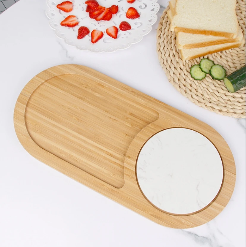 Oval Shape Custom Marble Wooden Kitchen Wooden Cheese Board Equipped With Tool Exclusive For Cheese Common
