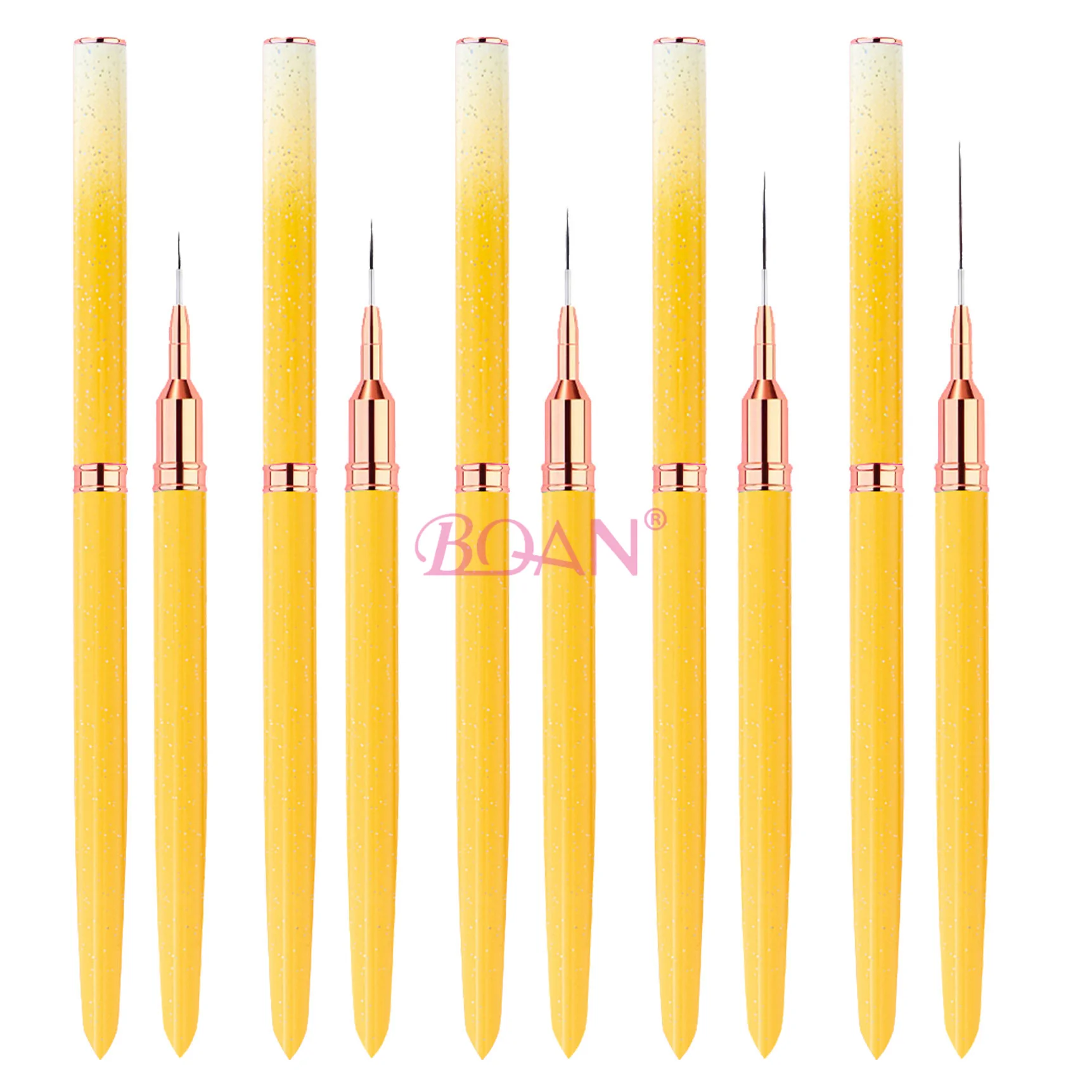 High Quality New Yellow Gradient Nylon Hair UV Gel Line Drawing Tool Liner Nail Art Brush With Custom Size