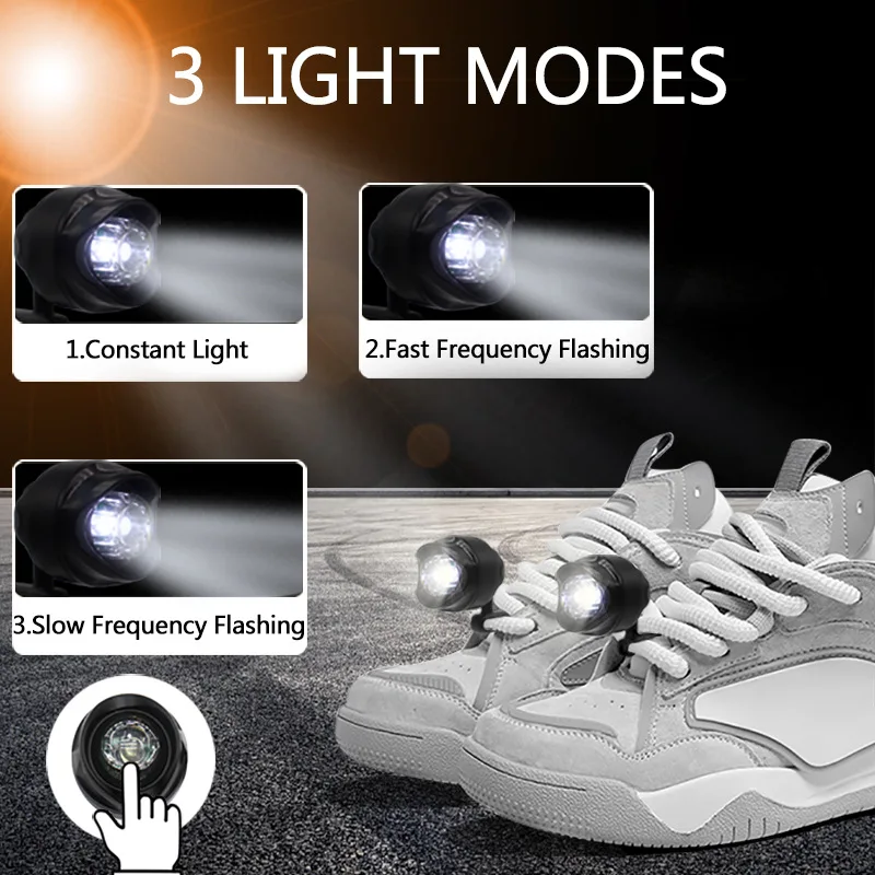 Crocodile headlamp 2 pack cave shoe light rechargeable models waterproof plastic warning shoe light.