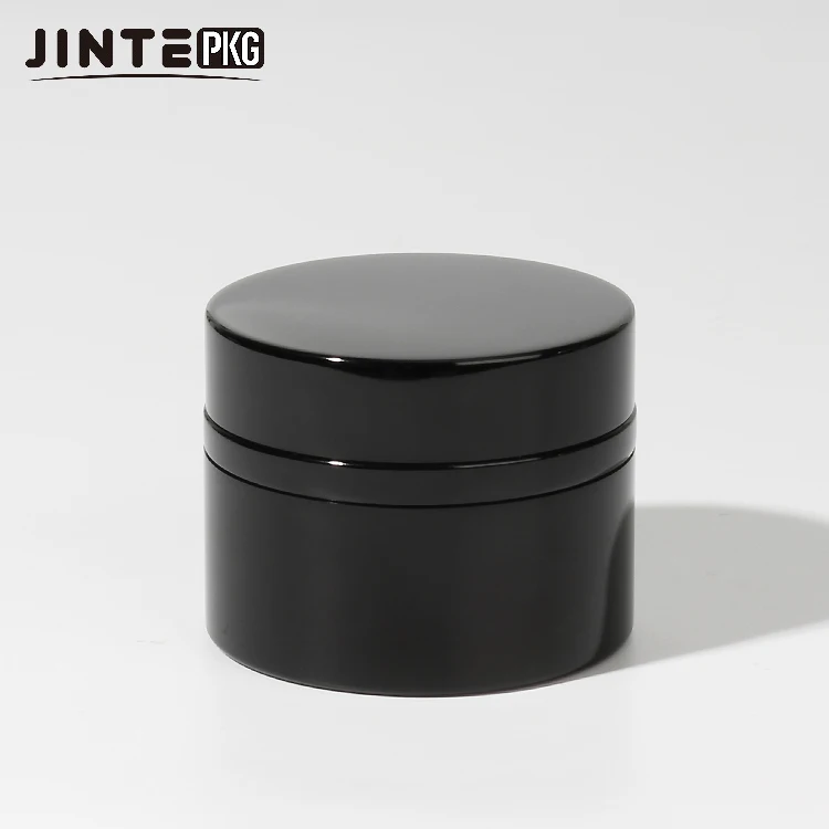 Round Shape Aluminum Cosmetic Eye Cream Luxury Metal Jars 15ml 30ml 50ml Shiny Black Nail Gel Jar