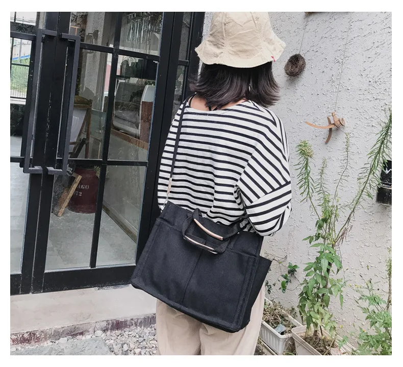 Multi-pocket large-capacity unit price bag ladies crossbody bag bolsas de lona con cierre tote canvas beach big bag