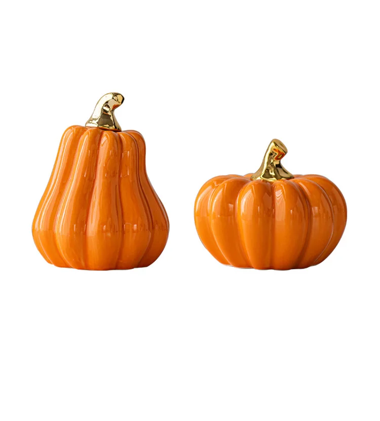 Nordic creative white ceramic pumpkin ornaments desktop ornaments home decorations Halloween gift garden ornaments