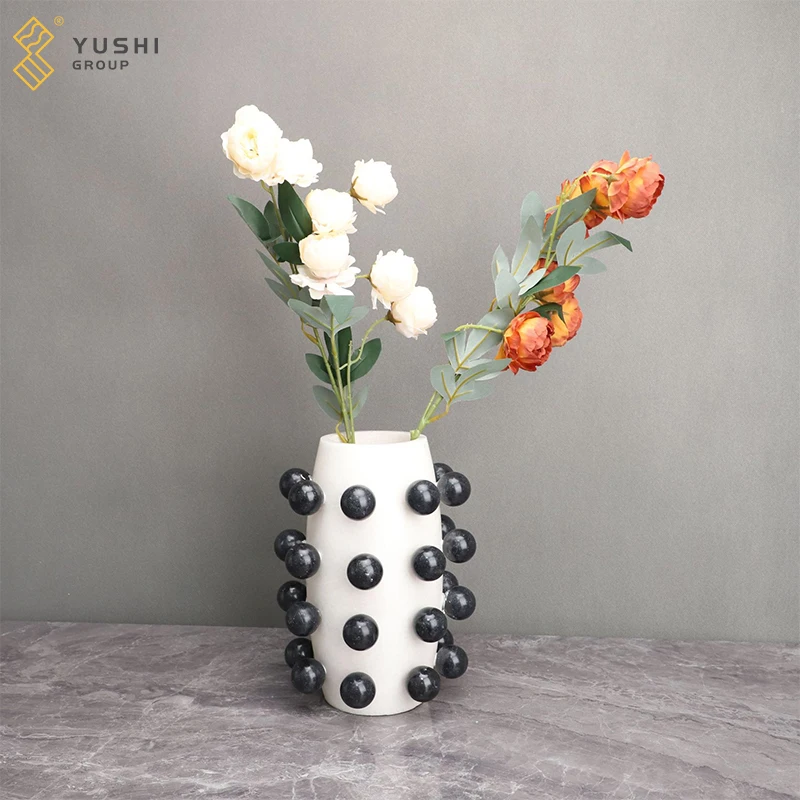 Yushi Group гостиная украшение для дома роскошный черный круглый декор мраморная Цветочная ваза интерьера современный