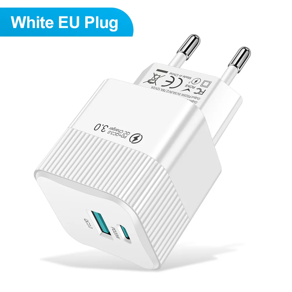 Mini Colorful 25W QC3.0 PD Fast Charging Adapter USB C Wall Charger With US EU KR Plug