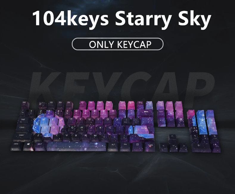 HZGAMER 104Keys Starry Keycaps, Metal Keyboard Switches XDA Profile Mechanical Keyboard Keycaps