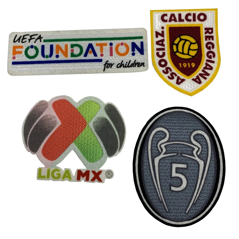 Hot Sale Custom Stock label Football Logo number 14 Heat Transfer Tatami Flock Patches with Iron on patch for Jersey