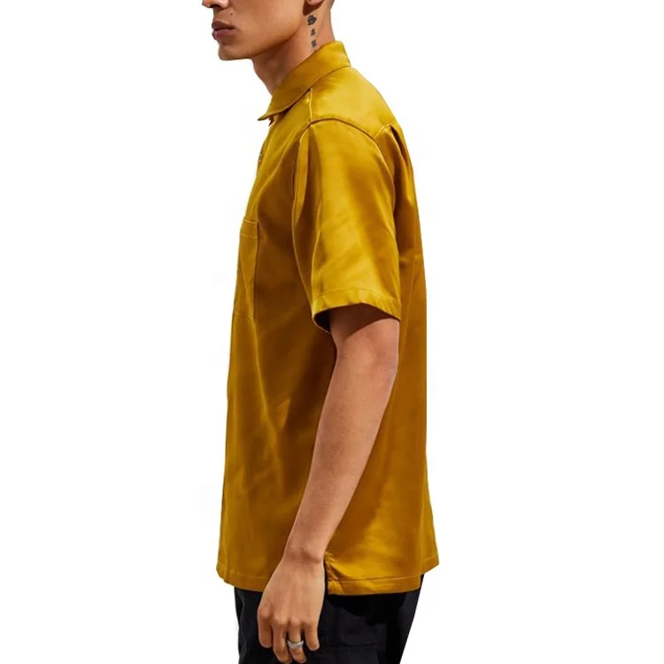 Casual Style Bamboo Fiber Button Down Short Sleeve Mens Polo T-Shirt
