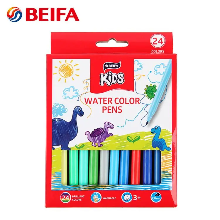 Beifa Brand Sy0004-1 24 Colors Slim Office & School Stationery Watercolor Brush Pen Set Color Washable