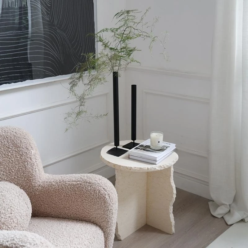 stonekocc Yellow Natural Marble Stone Irregular Edge Side Table Luxury Sofa Sideboard Home Corner Small Coffee Table Room Desk