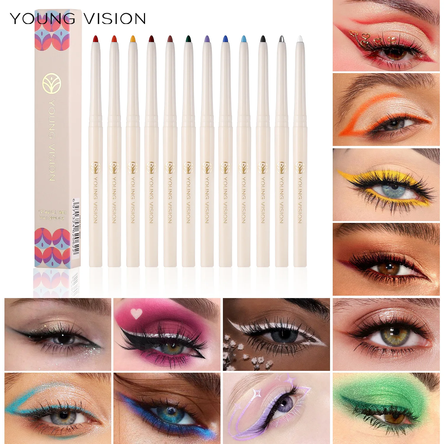 Wholesale 12 Color Quick-Dry Eyeliner Eye Shadow Rotatable Gel Cosmetic Products with Chemical Ingredients Easy-to-Use Labeling