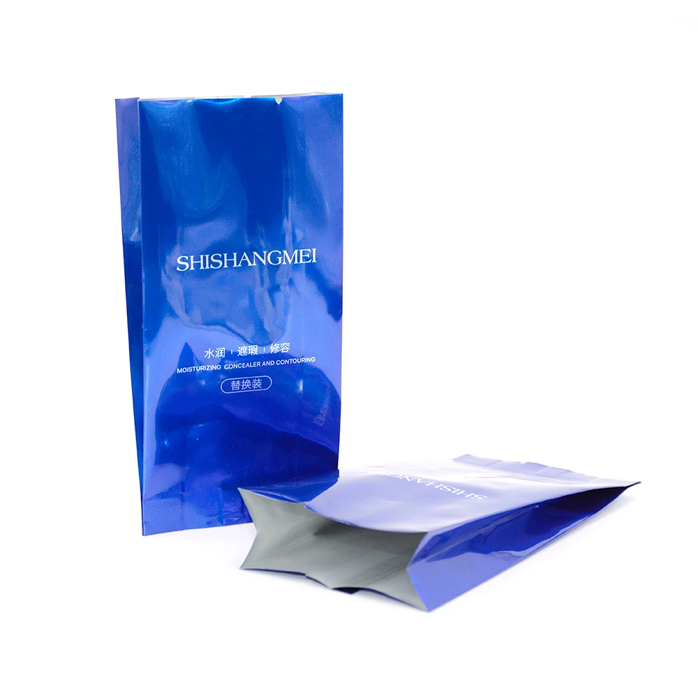 Sealed Plastic Bag on the Back Central Back Sealing Pouch Laminating Aluminum Pillow Bags Side Gusset Cosmetic Pouch Bag Package