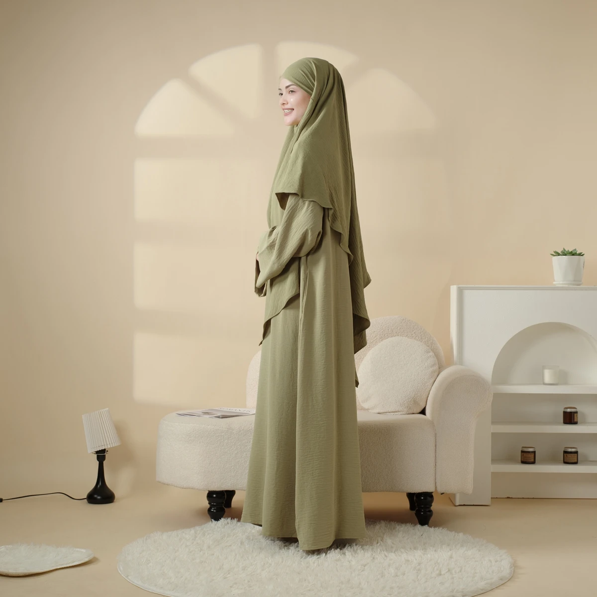 Jilbab for Muslim Women Hooded Abaya Kaftan Dress Hijab Loose Fit Arabic Islamic Prayer Robe New Crepe Set Khimar