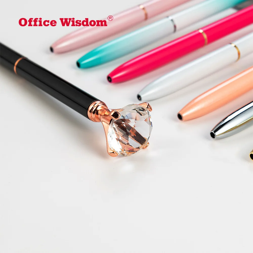 Customized Logo Crystal Crown Style Metal Ballpoint pen Ball Pen With Big Crystal Diamond