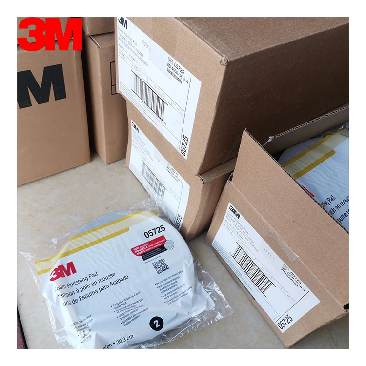 3M 05725 Perfect-It 8 inch Hook & Loop Black Waffle Foam Single Sided Buffing Polishing Pad For Refining Scratches