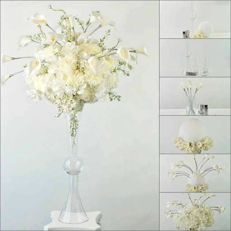 Hot sale Clear Reversible Latour Trumpet Glass Vase with Ball in center,30 Inch