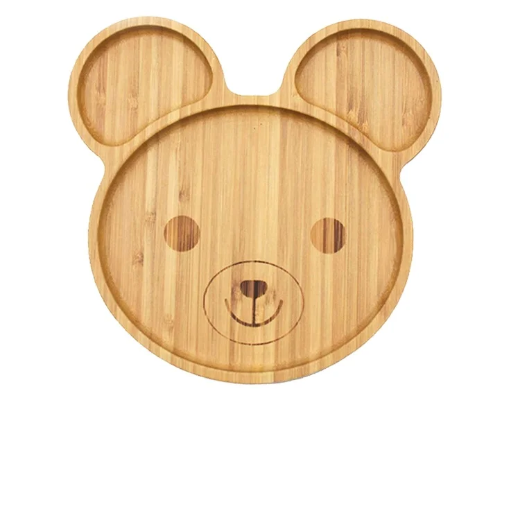 Bamboo Kid Plate Bamboo Dinner Tableware for Baby Natural Kitchenware Dishes & Plates 9 X 8.7 X 1.1 Inches Irregular Stocked