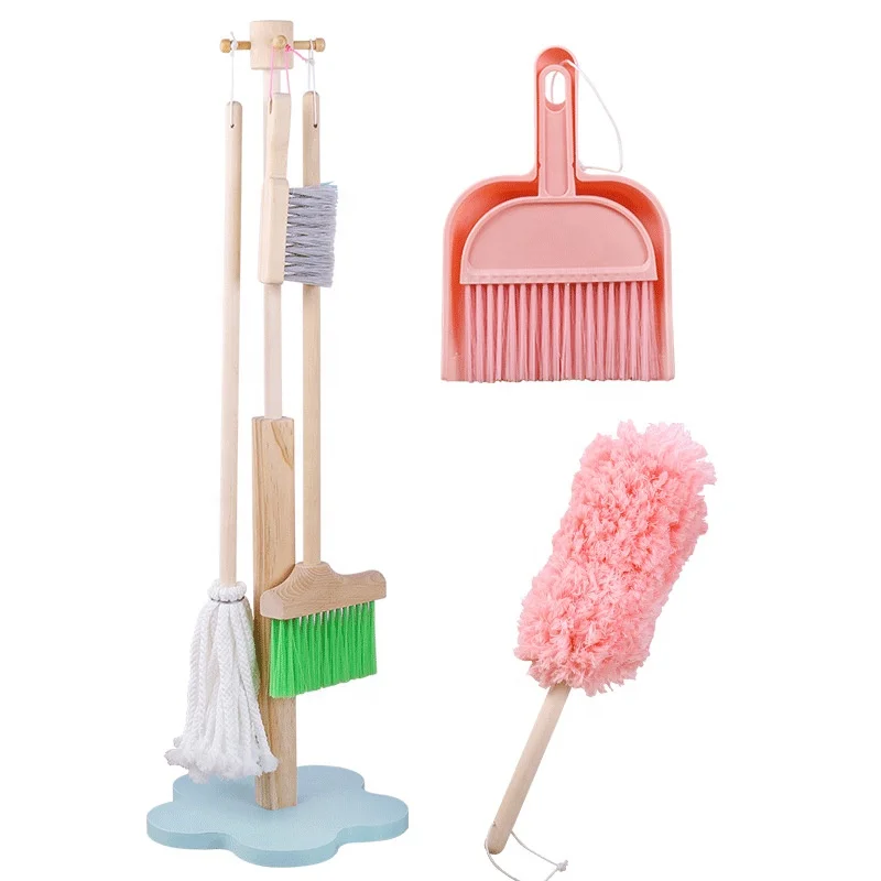 
Kids Pretend Play Tool Kit Learn To DIY Sweeping Wooden Cleaning Set Toy For Children 
