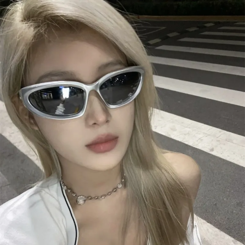 Steampunk Sunglasses Women Punk Brand Designer Sun Glasses Men Silver Mirror Shades Fashion Eyewear Y2K Cycling Sports Acrylic