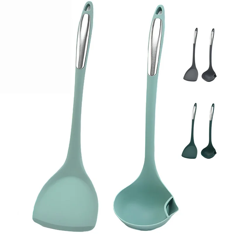 Food Grade Silicone Cooking Tool Set Soup Ladle and Kitchen Oil Filter Spoon Oil Separator